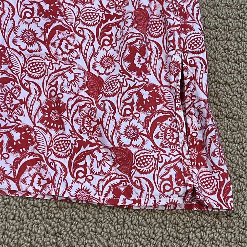 Derek Lam Red Vintage Floral Sleeveless Top Ruffle Button Neckline size 6 Boho - Picture 12 of 15